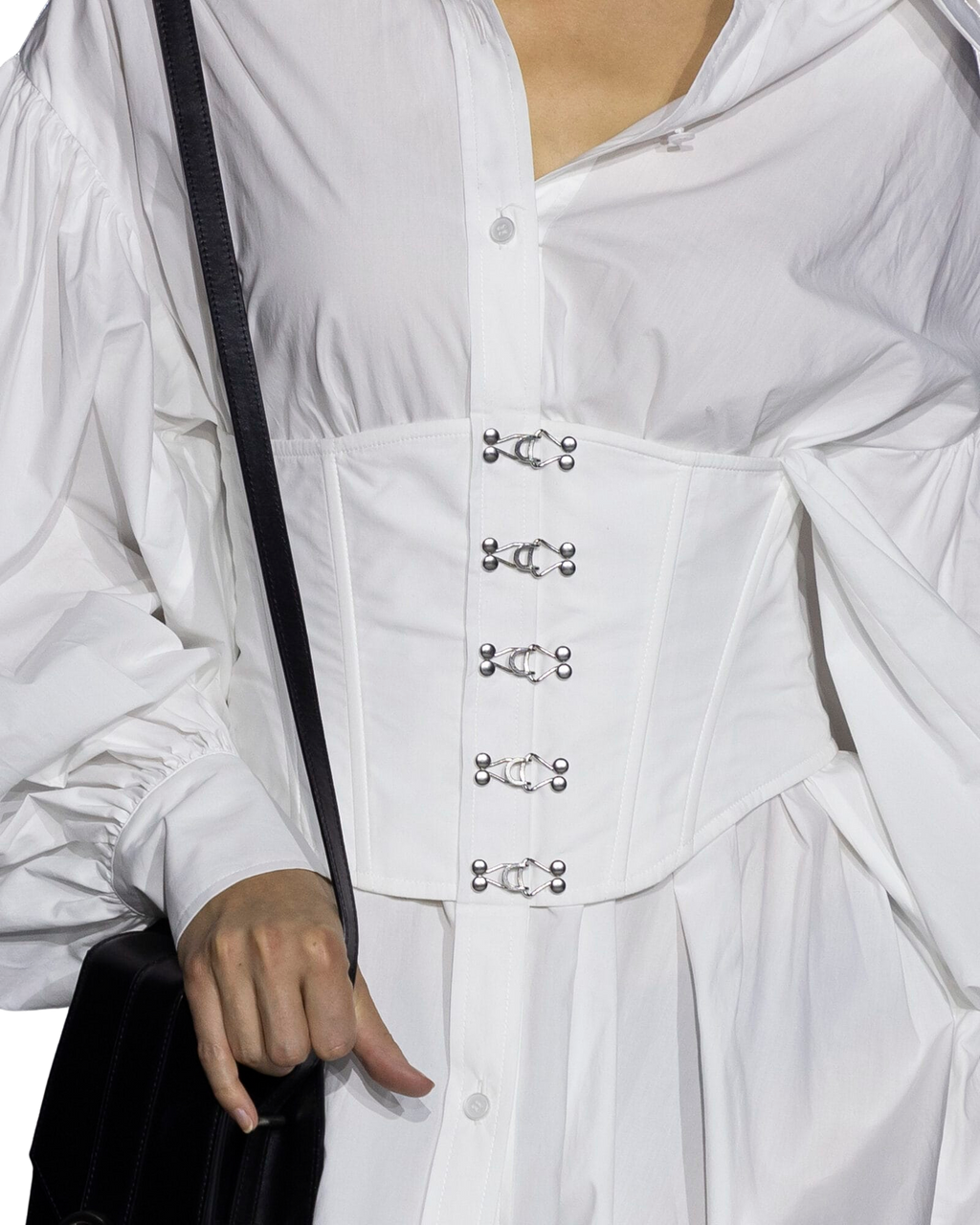 Kimhe Kim - Corset Layered Cotton Maxi Shirt Dress (White) product image 3 | TRAB K-Fashion Australia