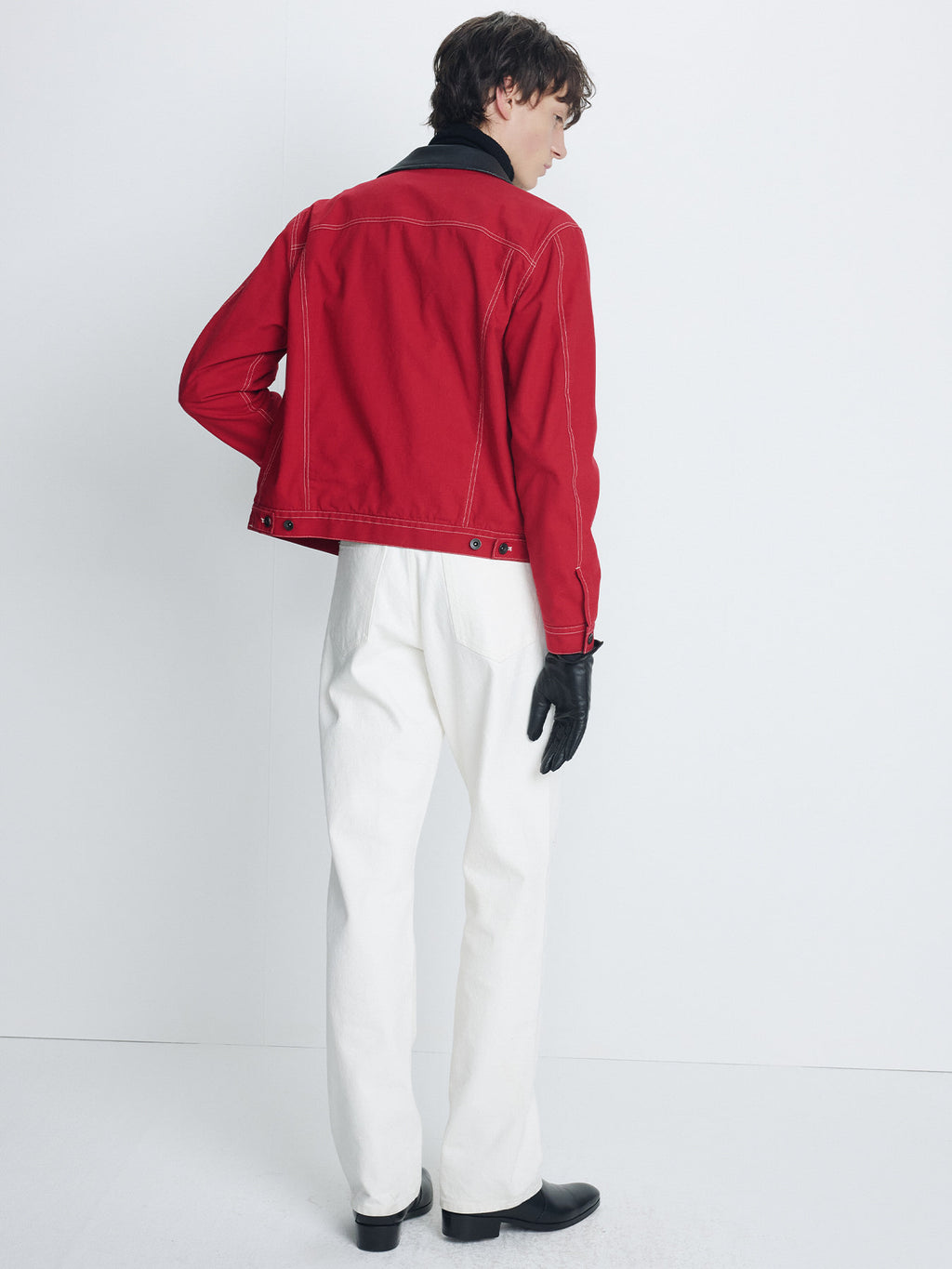 Tonywack - Leather Collar Trucker Jacket (Red) product image 3 | TRAB K-Fashion Australia