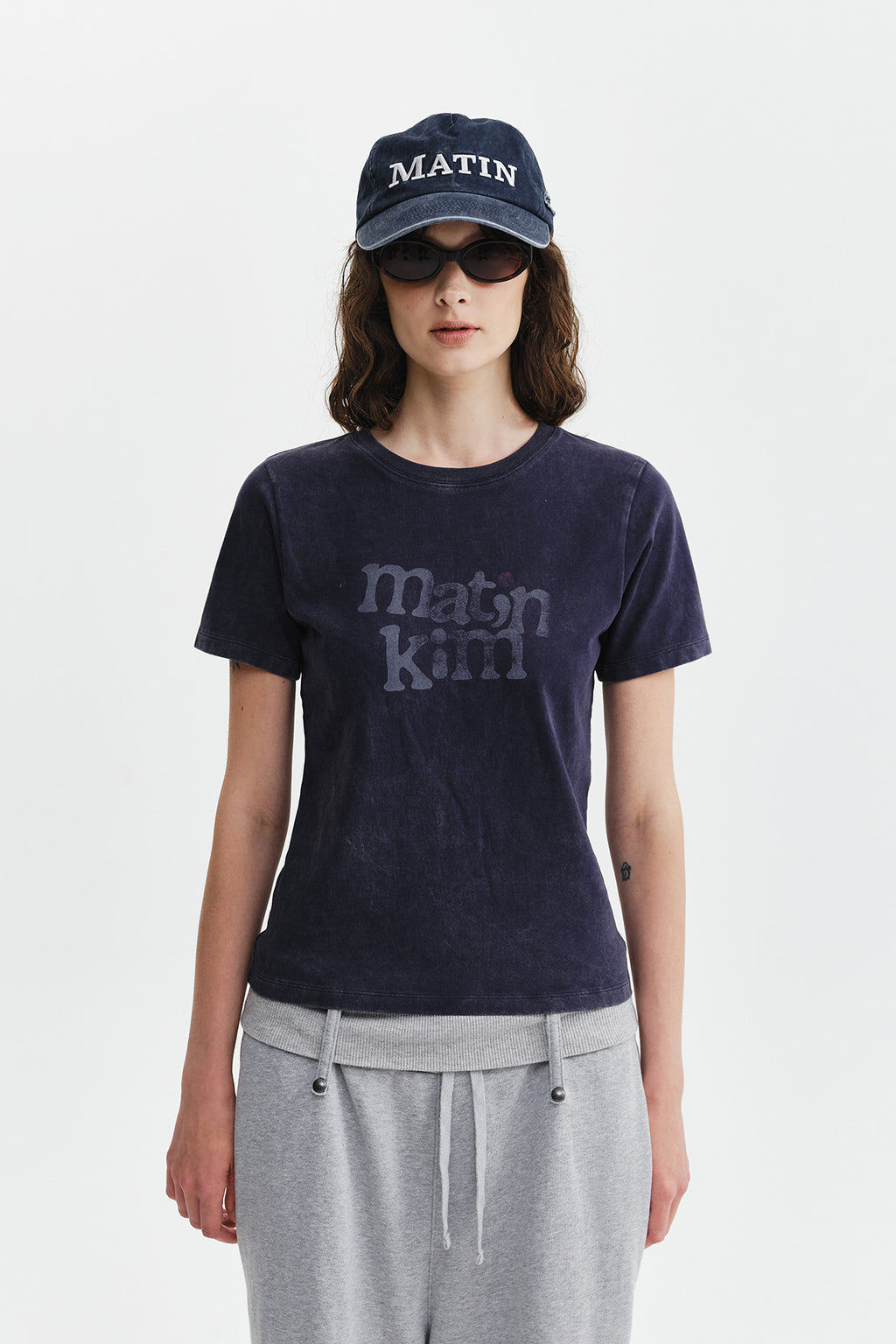 Matin Kim - Round Logo Graffiti Slim Top (Navy) product image 11 | TRAB K-Fashion Australia