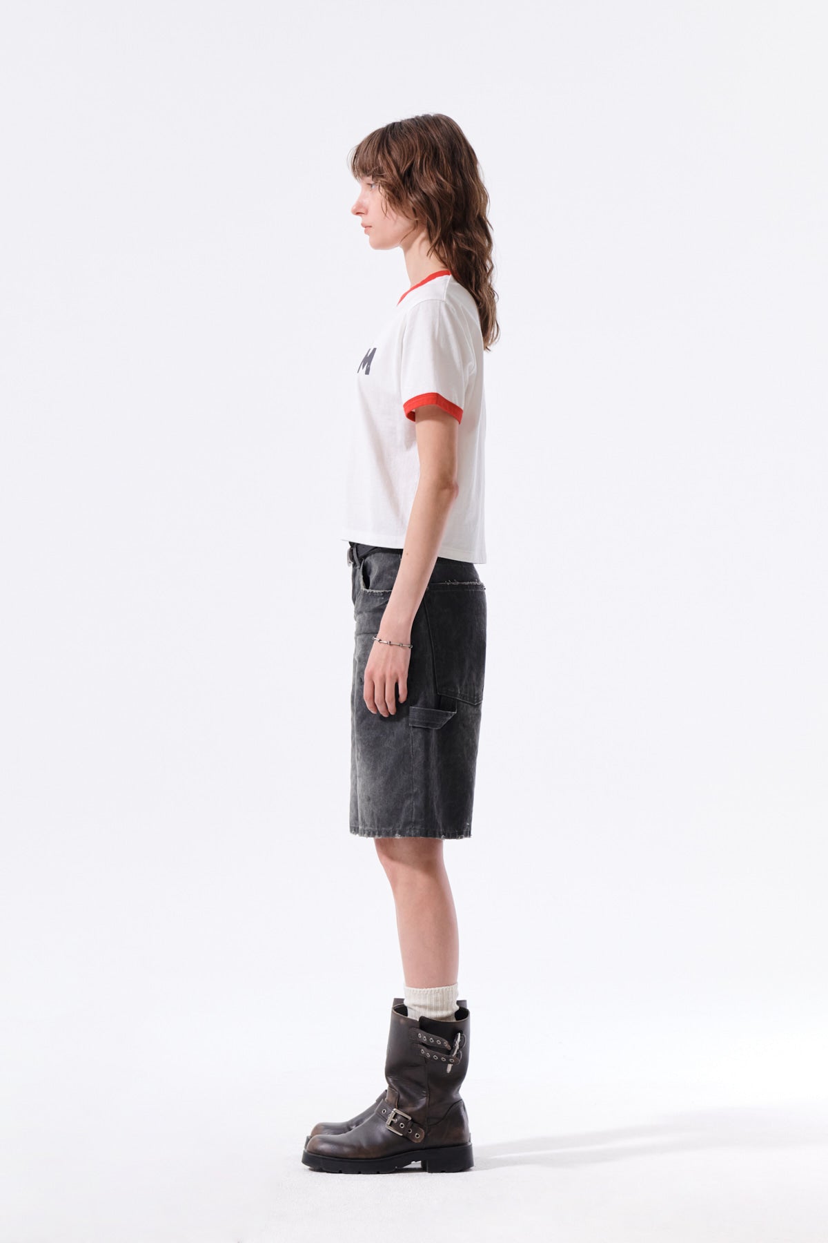 Matin Kim - Matin Logo Ringer Crop Top (White) product image 6 | TRAB K-Fashion Australia