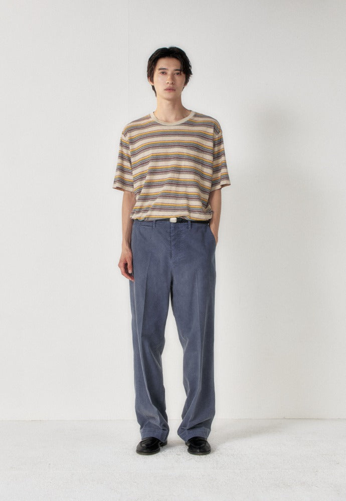 Art if acts - Linen Stripe Pocket Tee (Wood/Blue) product image 1 | TRAB K-Fashion Australia