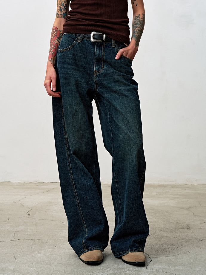 Tonywack - Oversized Wide-Leg Denim Jeans (Washed Mid Blue) product image 5 | TRAB K-Fashion Australia