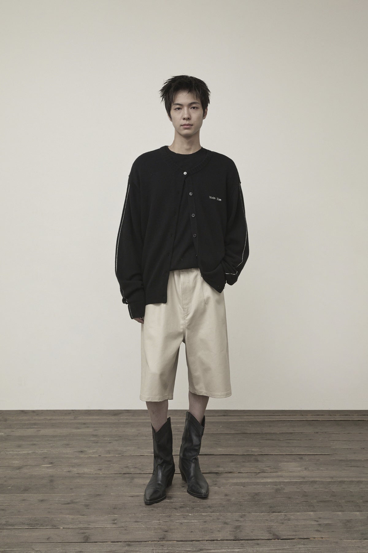 Matin Kim - Cashmere Blended Round Knit Cardigan (Black) product image 8 | TRAB K-Fashion Australia