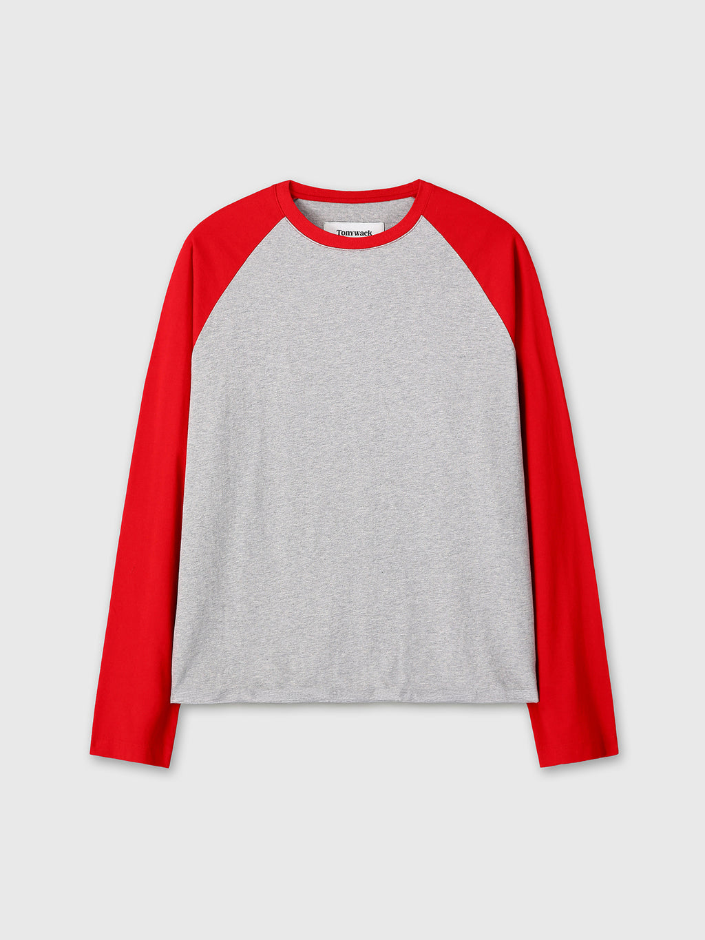 Tonywack - Washed Cotton Baseball Long Sleeve (Melange Grey/Red) product image 9 | TRAB K-Fashion Australia