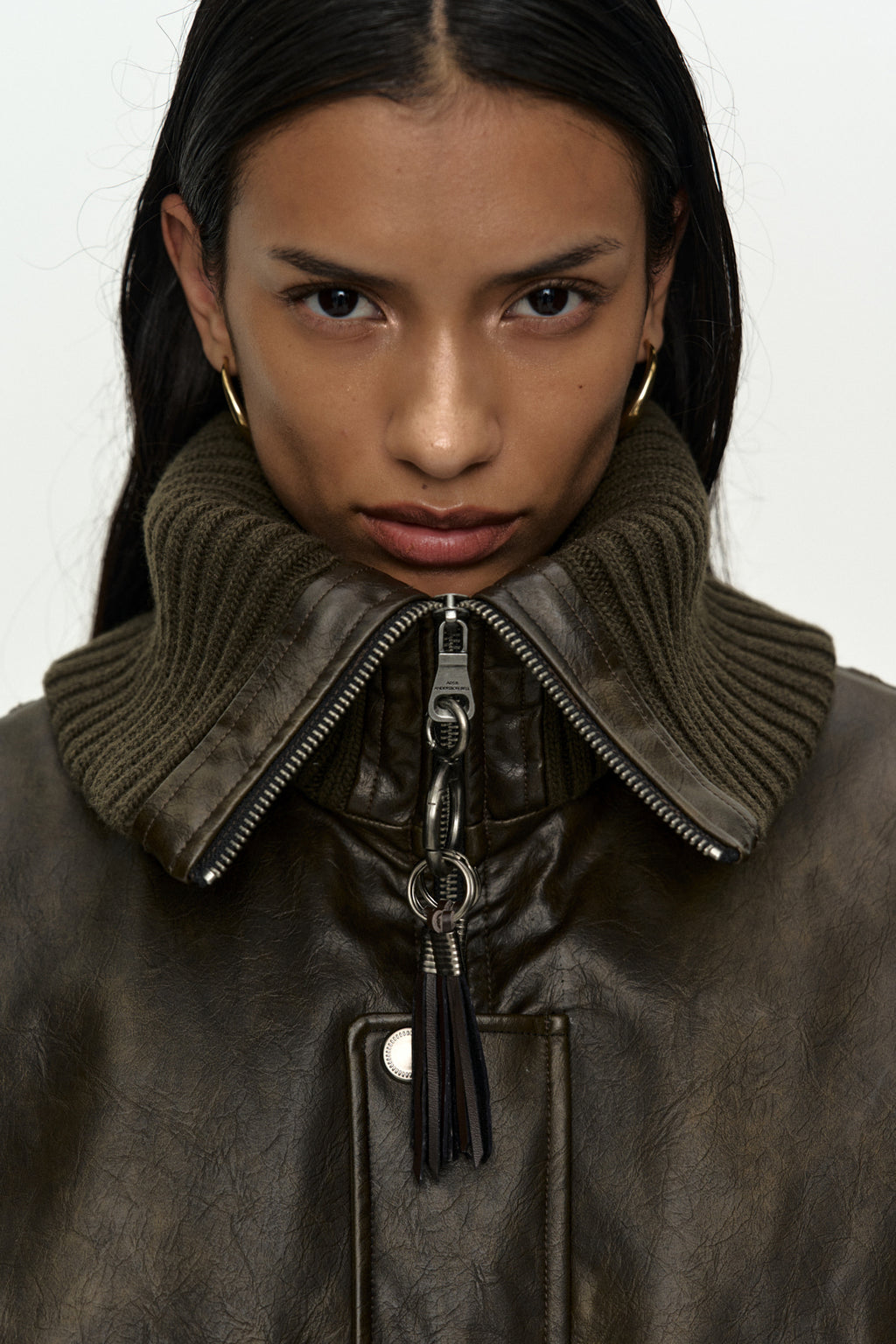 Andersson Bell - Knit-Collar Ma-1 Bomber Jacket (Khaki) product image 5 | TRAB K-Fashion Australia