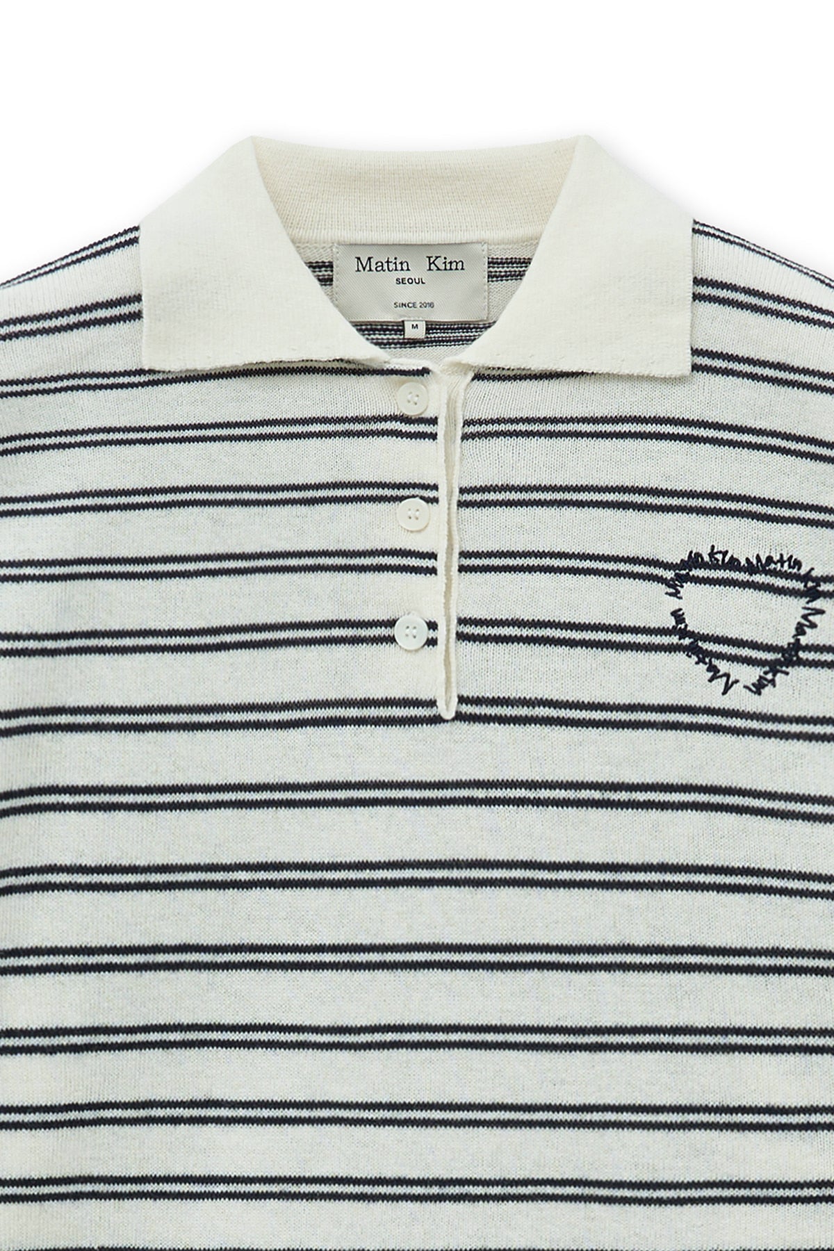Matin Kim - Heart Logo Collar Striped Pullover (Ivory) product image 4 | TRAB K-Fashion Australia