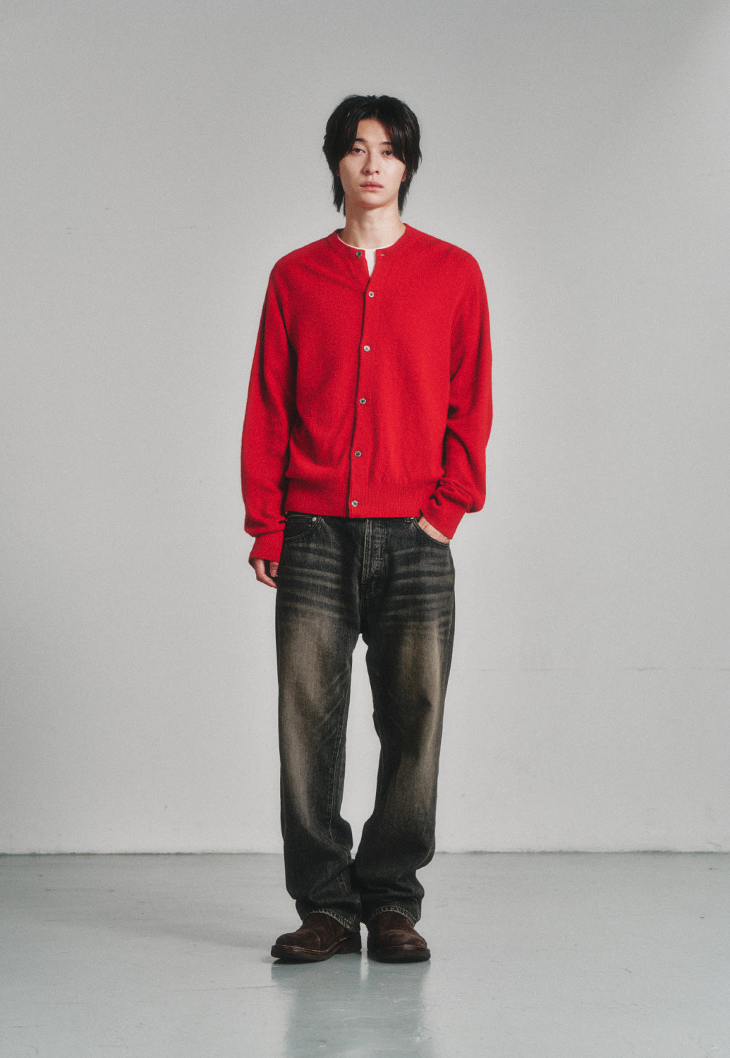 Art if acts - Wholegarment Round Neck Cardigan (Red) product image 5 | TRAB K-Fashion Australia