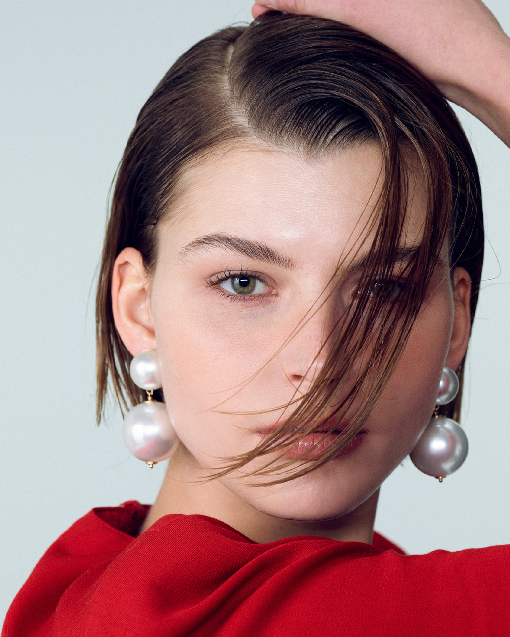 Numbering - Oversized Pearl 2-Drop Earrings #9122 product image 1 | TRAB K-Fashion Australia