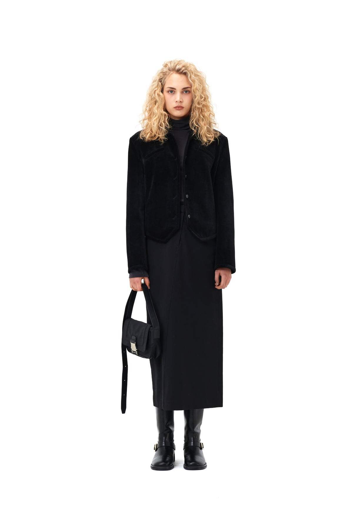 Matin Kim - Diagonal Detail Long Skirt (Black) product image 5 | TRAB K-Fashion Australia