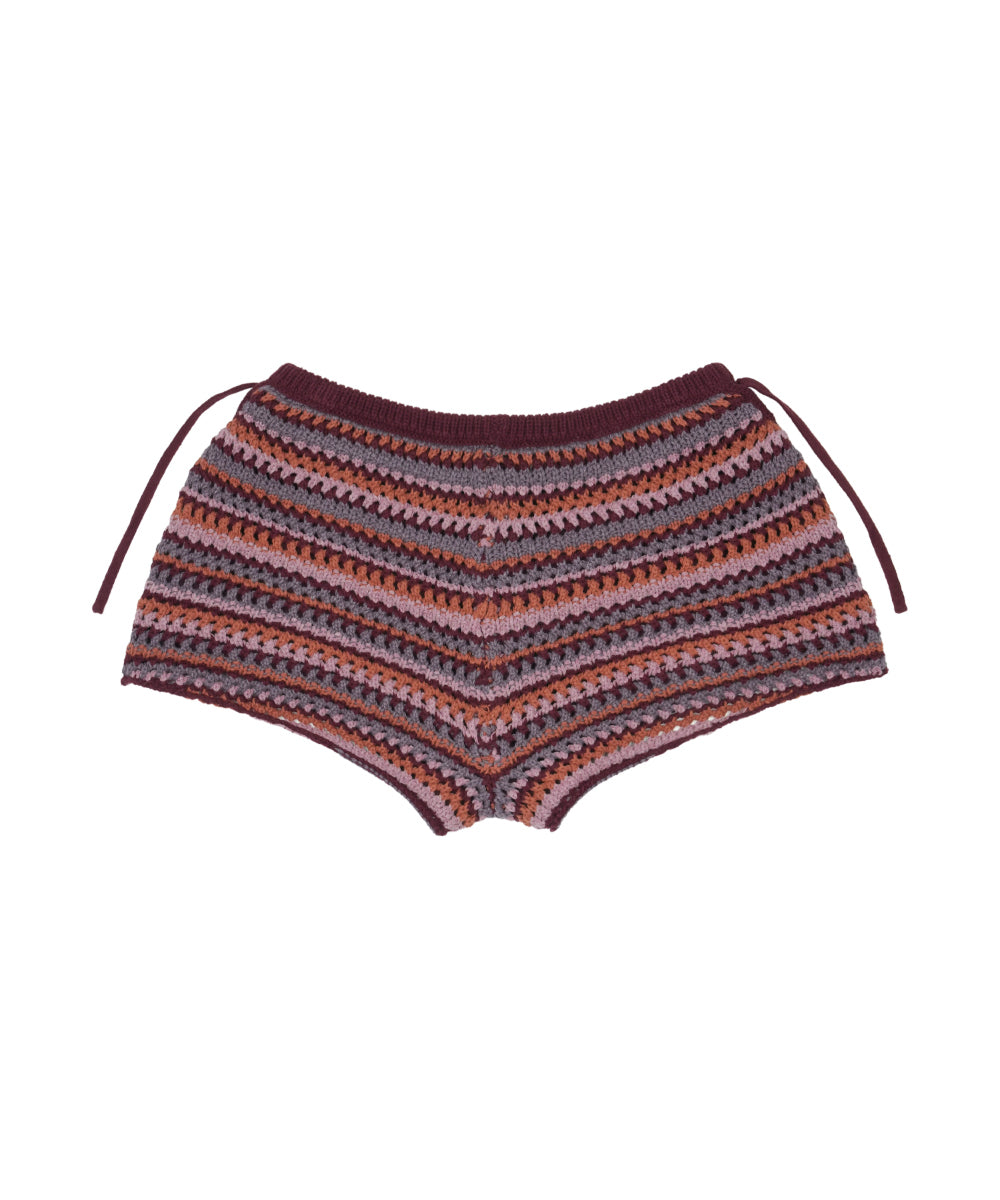 Coyseio - Striped Crochet Knit Shorts (Wine) product image 12 | TRAB K-Fashion Australia