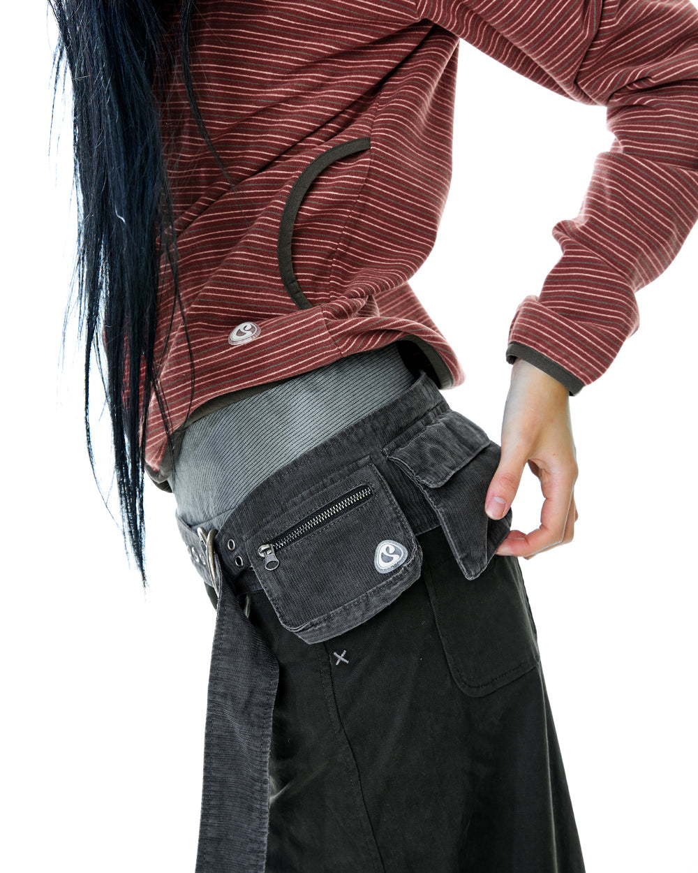 Coyseio - Stripe Fleece Hood Zip-Up (Red) product image 10 | TRAB K-Fashion Australia