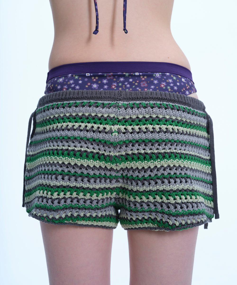 Coyseio - Striped Crochet Knit Shorts (Green) product image 9 | TRAB K-Fashion Australia