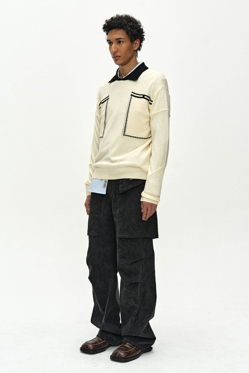Andersson Bell - Big Pocket Polo Sweater (ecru) (Ecru) product image 3 | TRAB K-Fashion Australia
