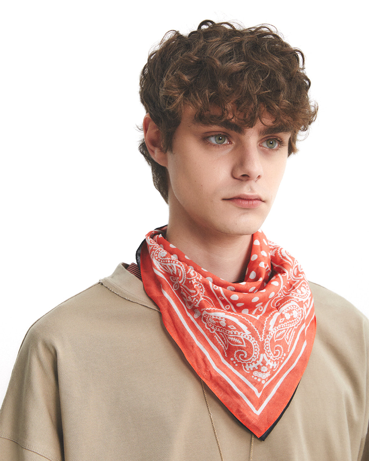 Eastlogue - Square Silk Scarf (Salmon & Brown) product image 3 | TRAB K-Fashion Australia