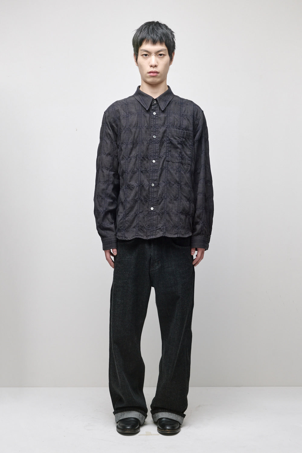 Hatchingroom - Museum Shirt Shirring Check Dark (Brown) product image 9 | TRAB K-Fashion Australia