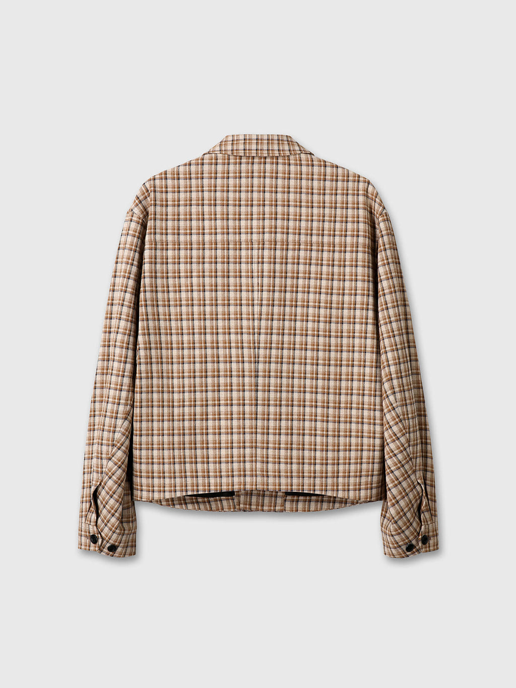 Tonywack - Checked Wool Shirt Blouson (Taupe Navy) product image 7 | TRAB K-Fashion Australia