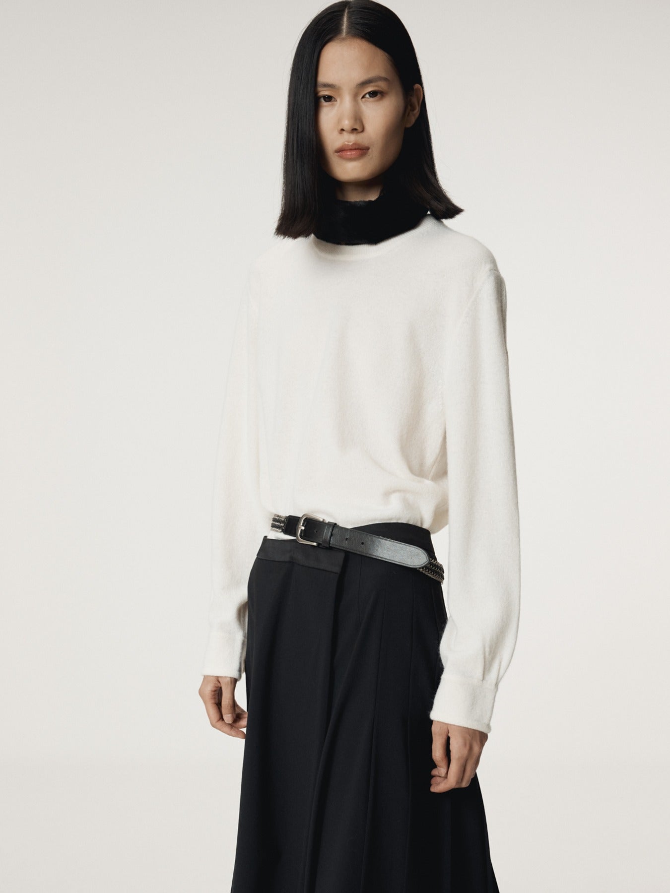 Recto - Shirt Cuffs Detail Knit Top (Cream) product image 1 | TRAB K-Fashion Australia