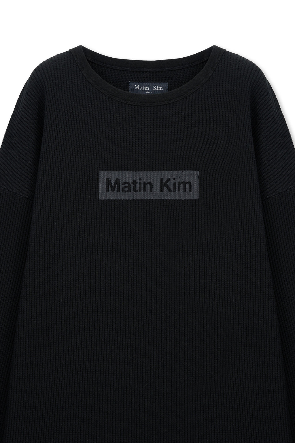 Matin Kim - Sleeve Logo Waffle Top (Black) product image 3 | TRAB K-Fashion Australia