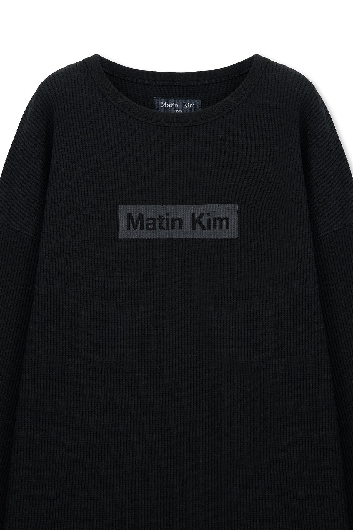 Matin Kim - Sleeve Logo Waffle Top (Black) product image 3 | TRAB K-Fashion Australia