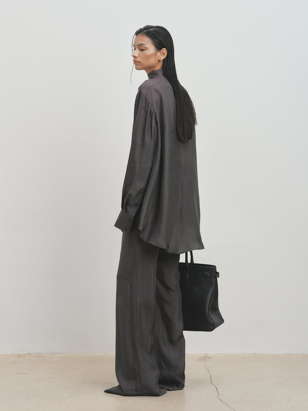 Tonywack - Liquid Oversized High Neck Top (Grey Khaki) product image 6 | TRAB K-Fashion Australia