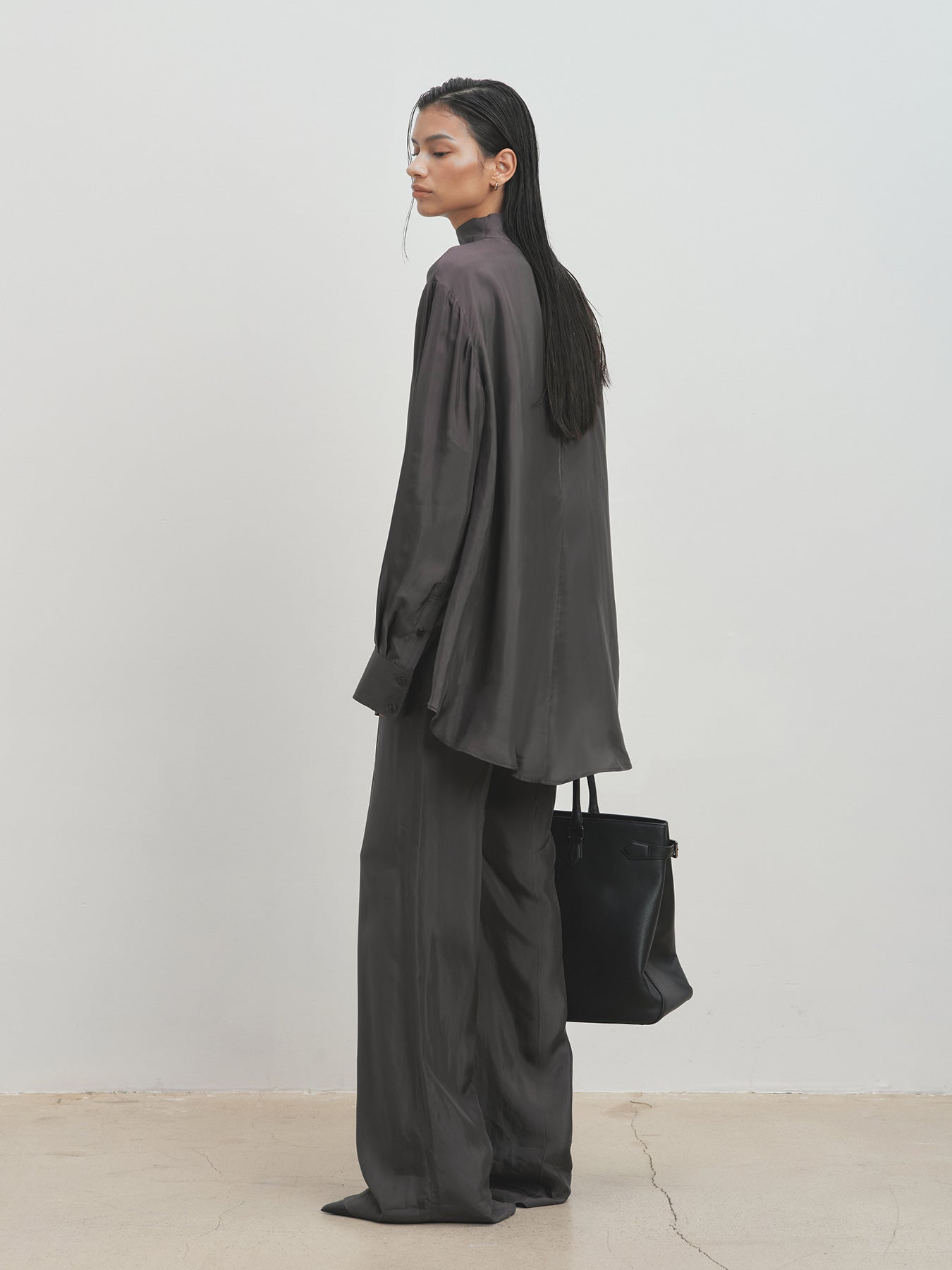 Tonywack - Liquid Oversized High Neck Top (Grey Khaki) product image 6 | TRAB K-Fashion Australia
