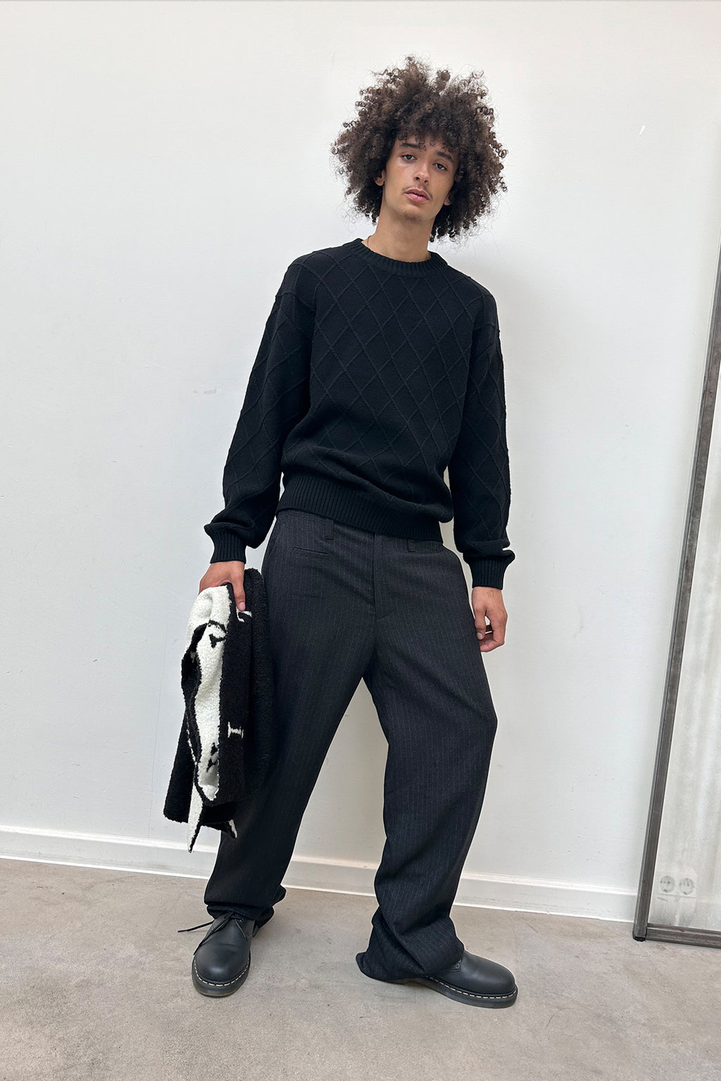 Matin Kim - Detail Point Stripe Trouser (Black) product image 6 | TRAB K-Fashion Australia