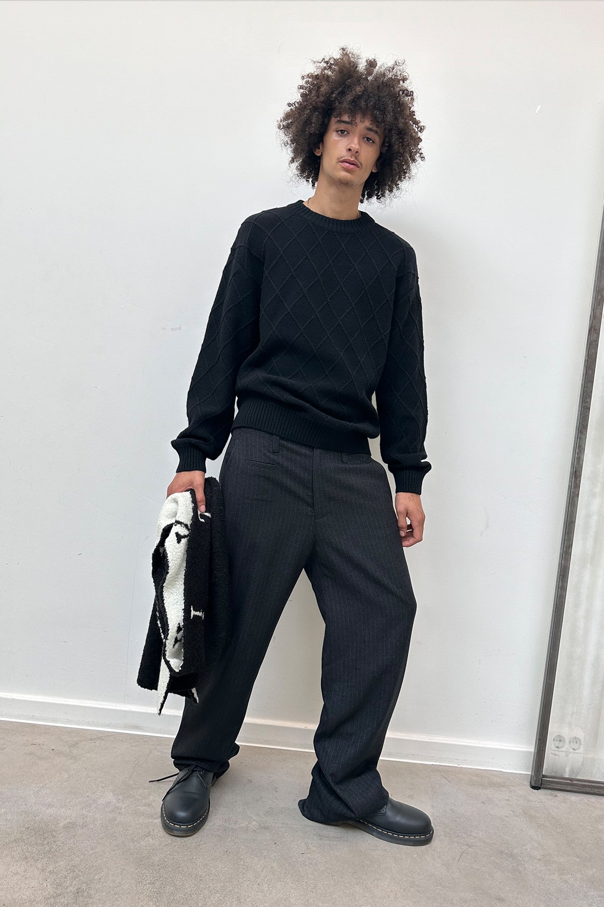 Matin Kim - Detail Point Stripe Trouser (Black) product image 6 | TRAB K-Fashion Australia