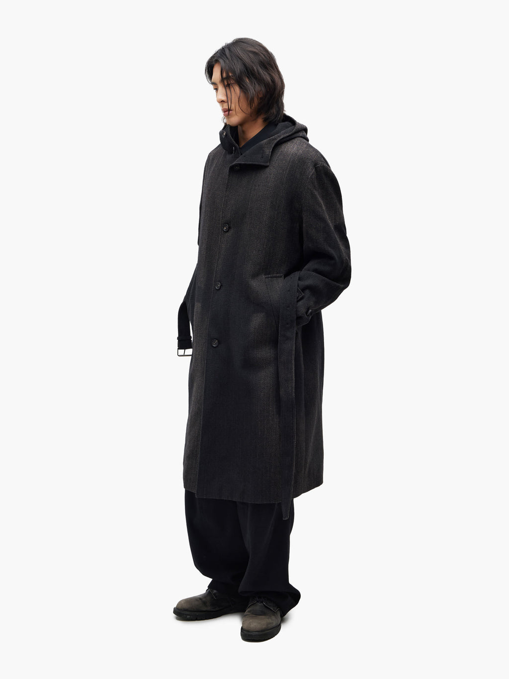 Jiyong Kim - Sun-Bleached Hooded Coat (Black) product image 1 | TRAB K-Fashion Australia