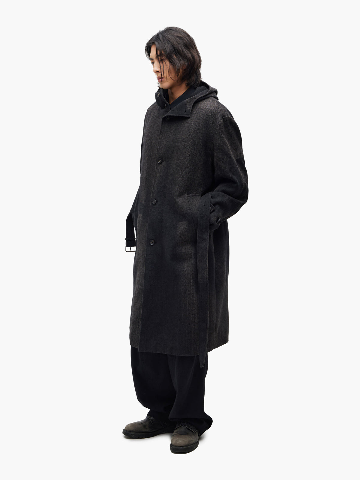Jiyong Kim - Sun-Bleached Hooded Coat (Black) product image 1 | TRAB K-Fashion Australia