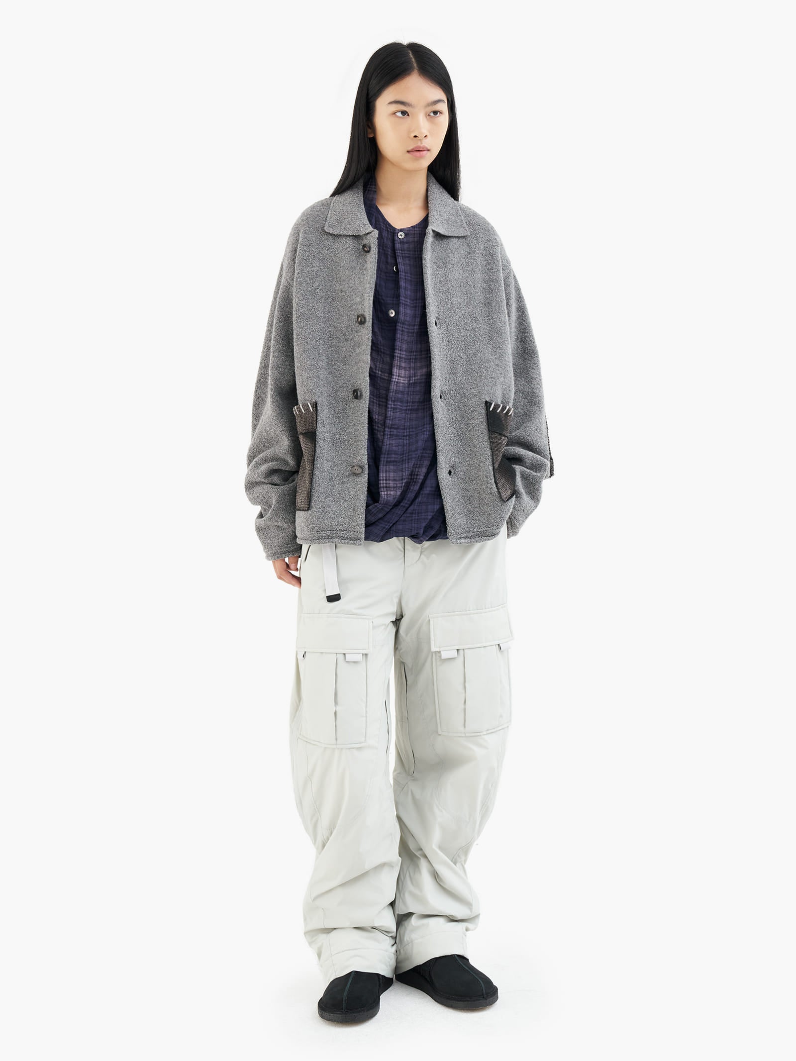 Jiyong Kim - Sun-Bleached Pocket Knit Cardigan (Grey) product image 3 | TRAB K-Fashion Australia