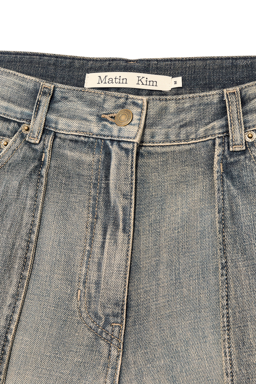 Matin Kim - Out Pocket Washed Denim Pants (Smoke Blue) product image 3 | TRAB K-Fashion Australia