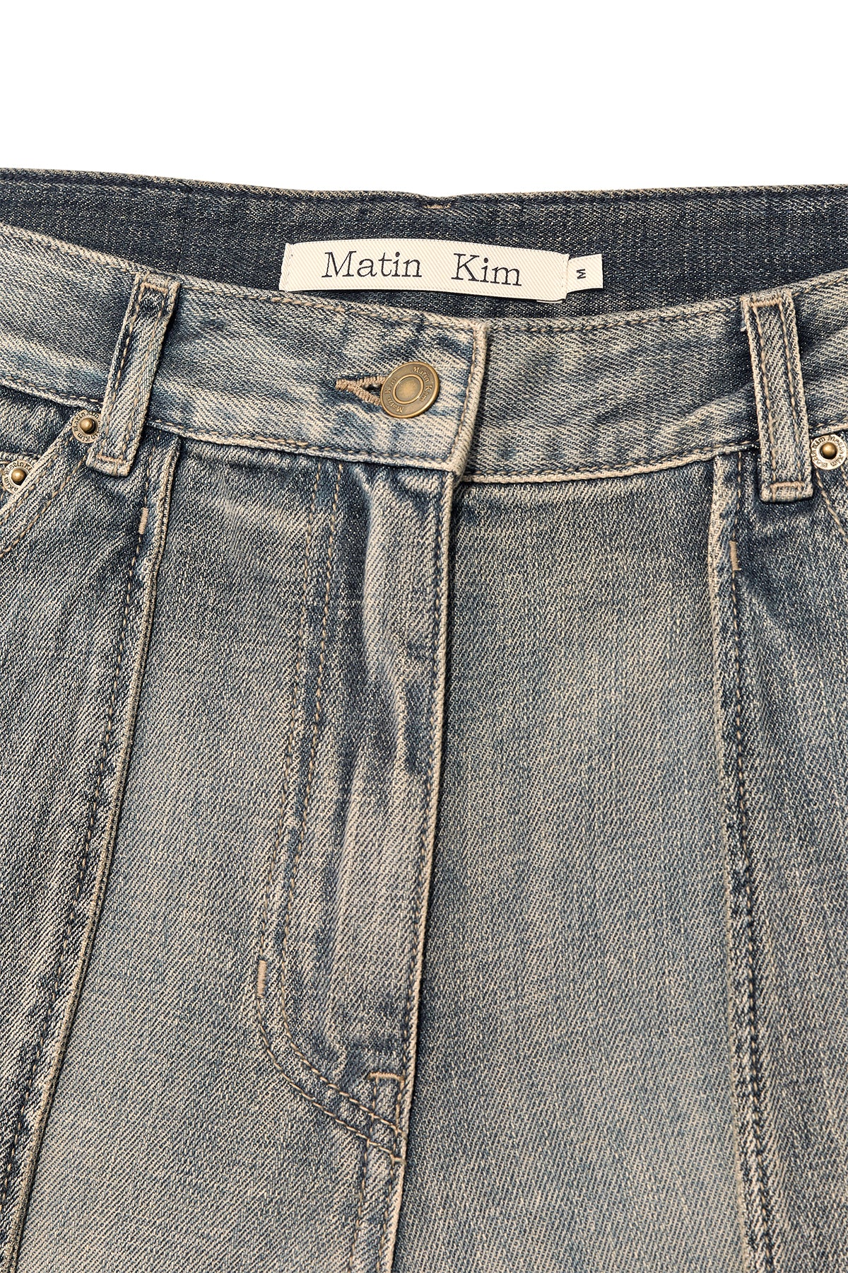 Matin Kim - Out Pocket Washed Denim Pants (Smoke Blue) product image 3 | TRAB K-Fashion Australia