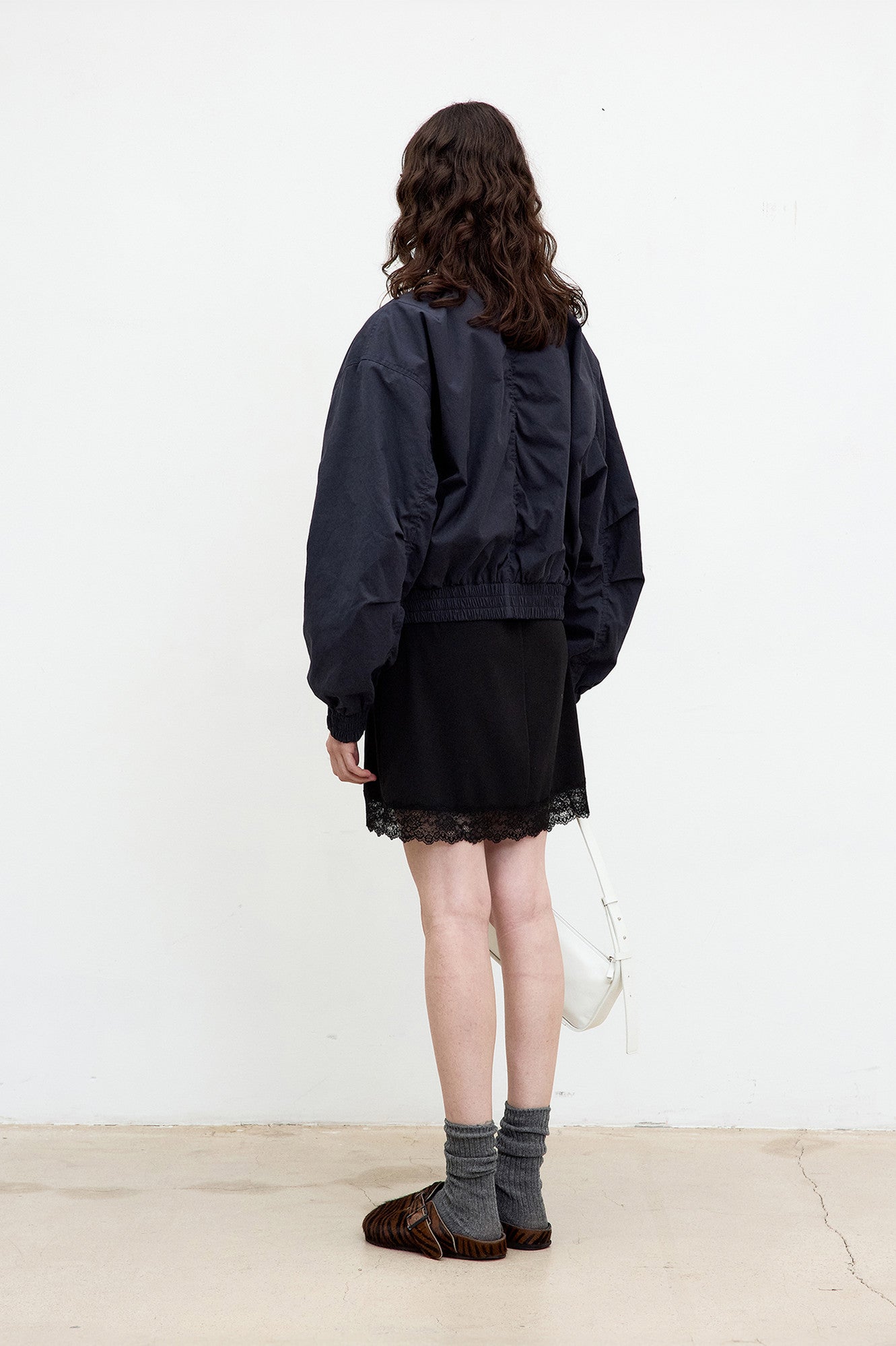 Coor - Peached Cotton Crop Bomber (Dark Navy) product image 4 | TRAB K-Fashion Australia