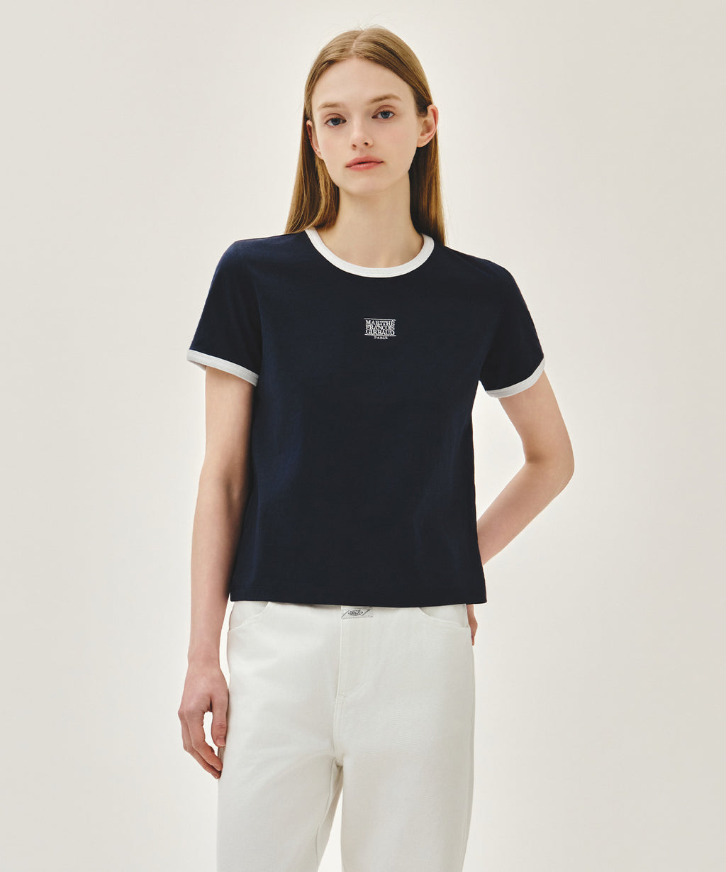 Marithe & Francois Girbaud - Classic Logo Ringer Tee (Navy) product image 1 | TRAB K-Fashion Australia
