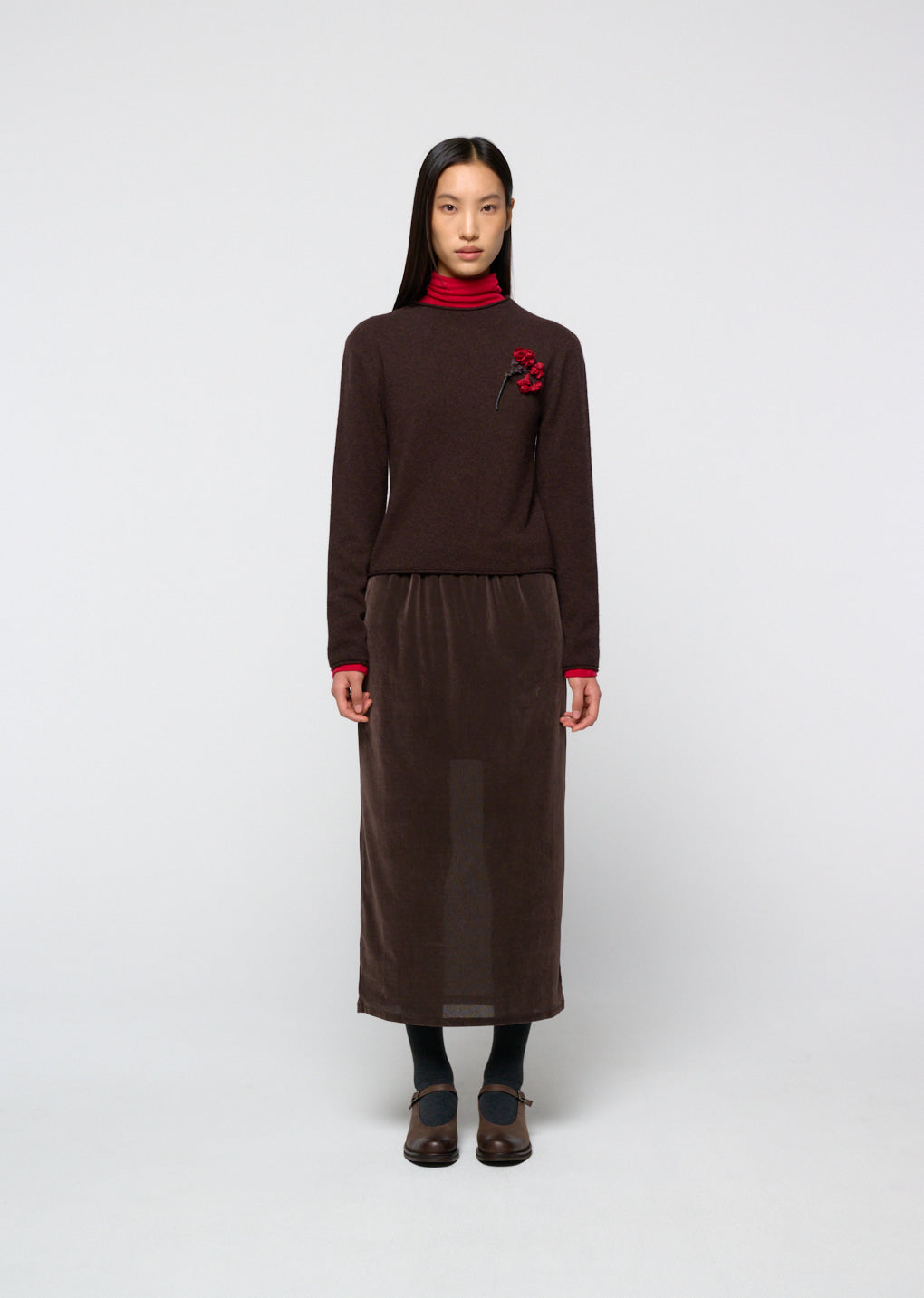 Amomento - Cashmere Half Neck Knit Top (Brown) product image 2 | TRAB K-Fashion Australia