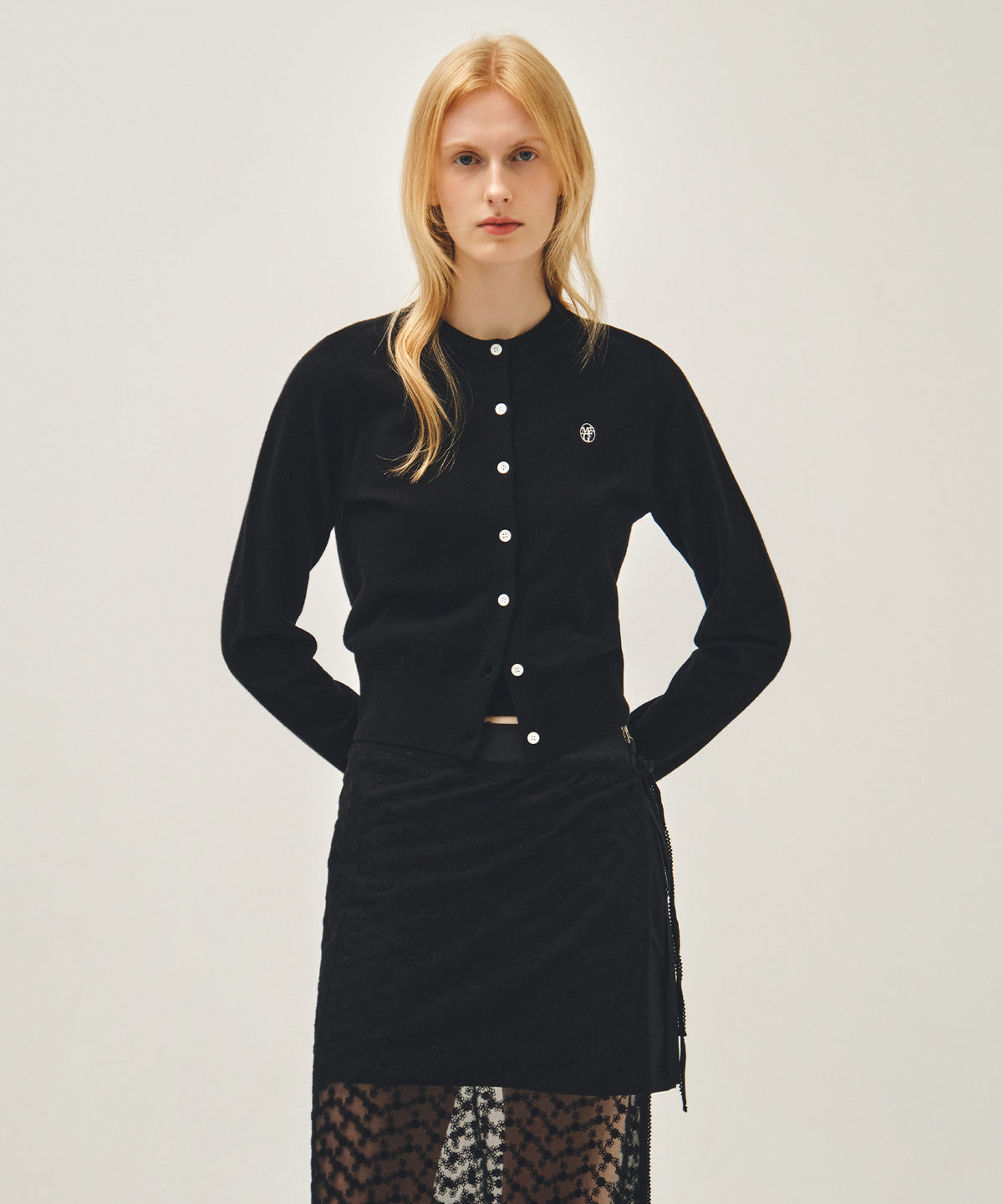 Marithe & Francois Girbaud - Basic Knit Cardigan Setup (Black) product image 1 | TRAB K-Fashion Australia