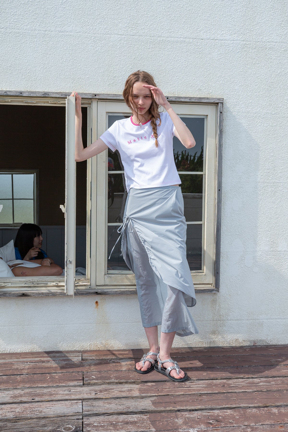 Matin Kim - Color Point Arch Logo Top (White) product image 12 | TRAB K-Fashion Australia