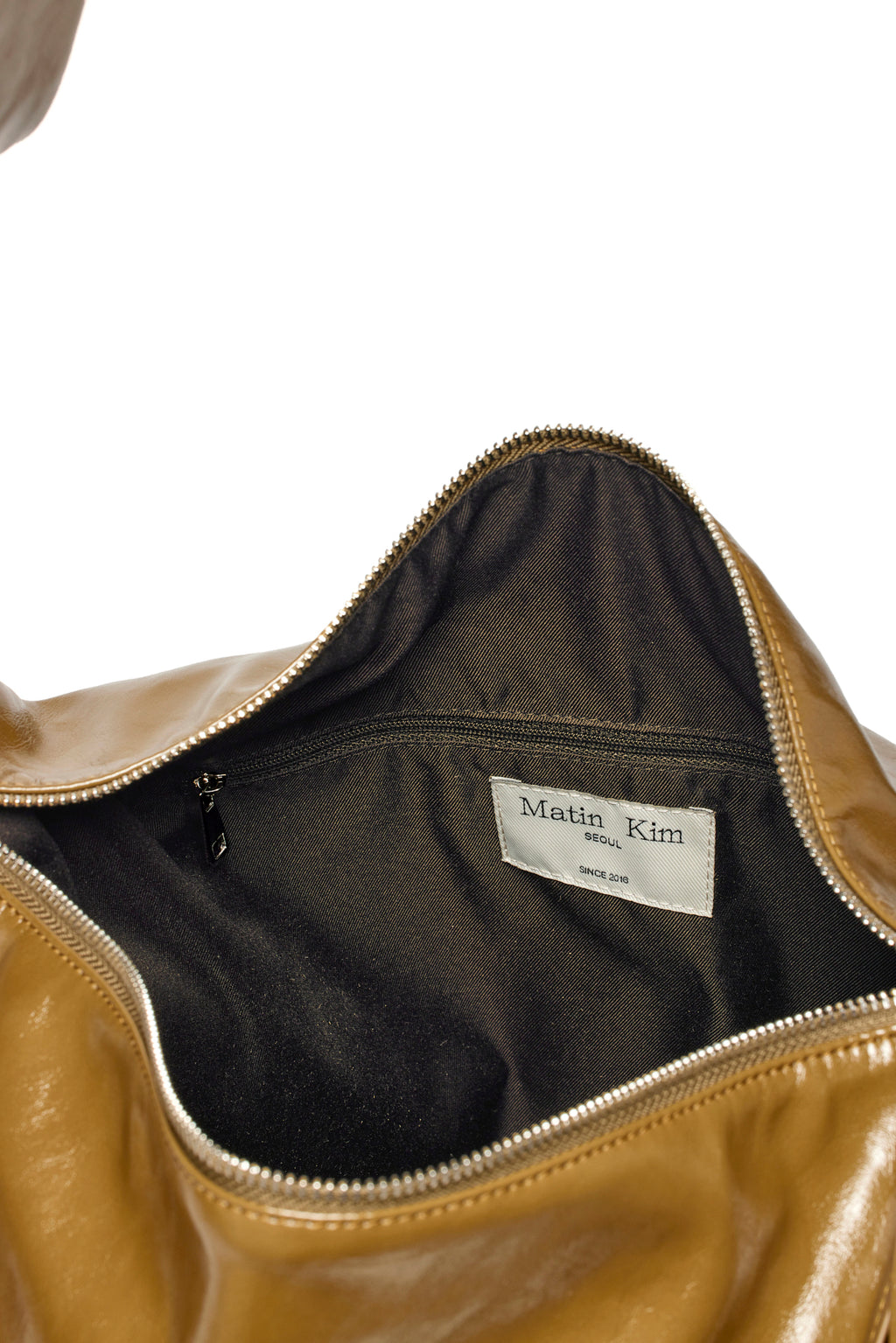 Matin Kim - Embossed Logo Leather Shoulder Bag (Khaki) product image 4 | TRAB K-Fashion Australia