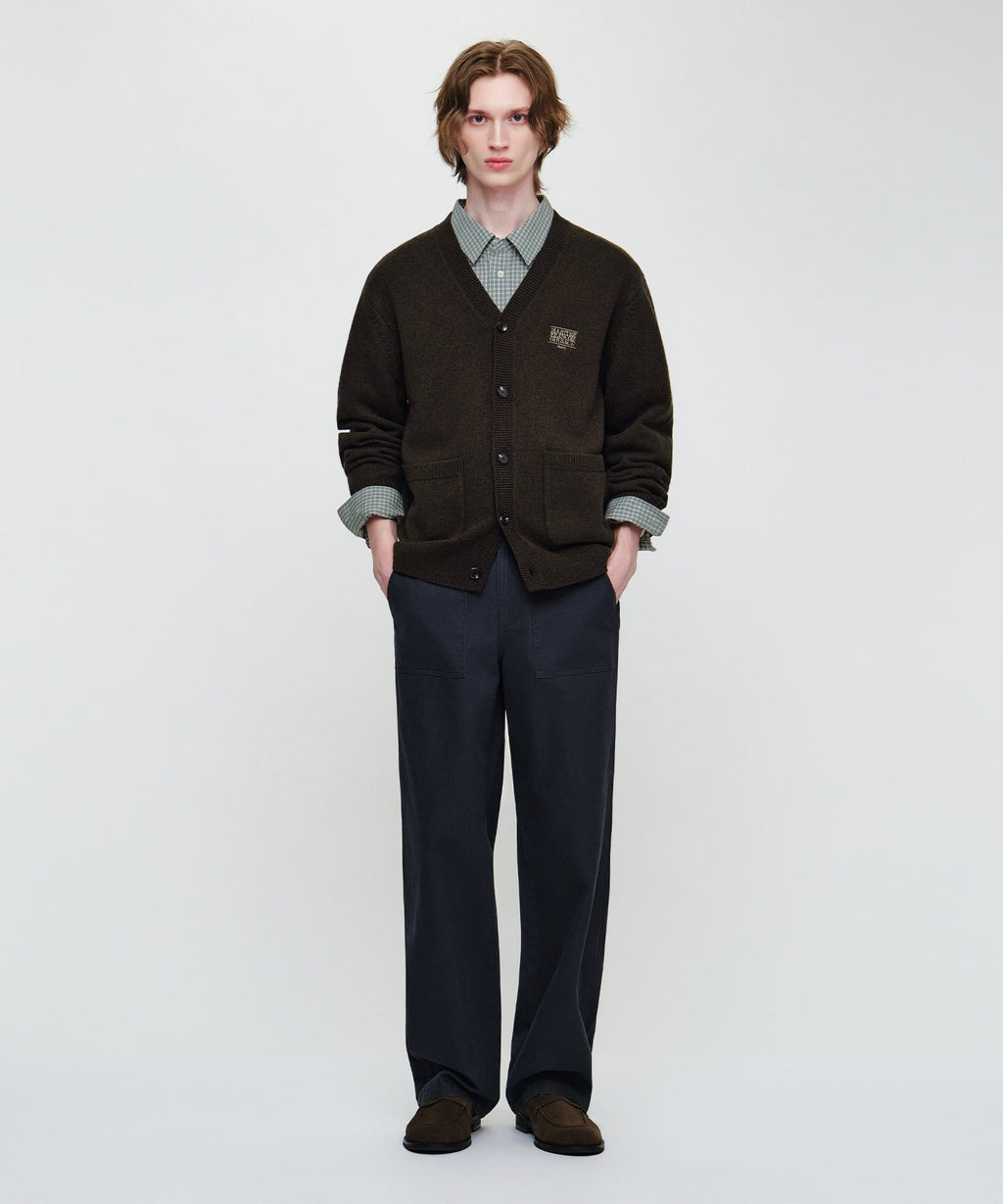 Marithe & Francois Girbaud - Premium Small Classic Logo Cashmere V-neck Cardigan (Brown) product image 5 | TRAB K-Fashion Australia