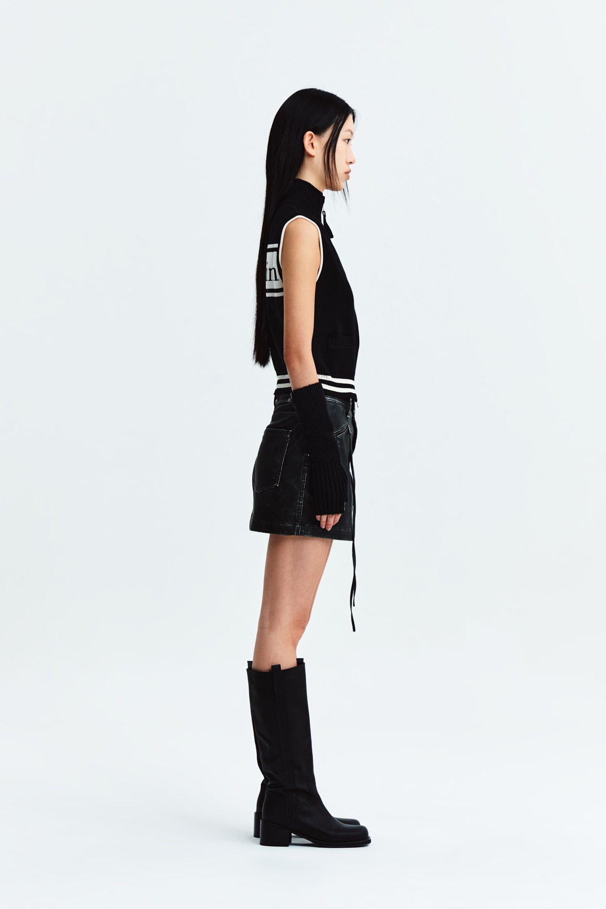 Matin Kim - Spell Point Stripe Knit Vest (Black) product image 7 | TRAB K-Fashion Australia