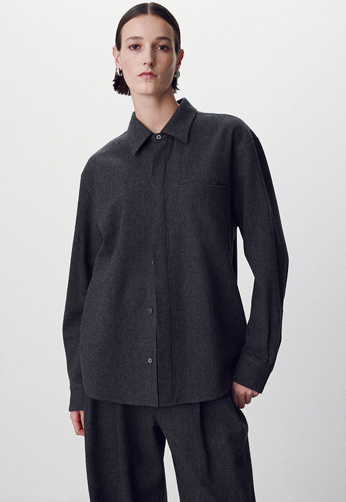 Tonywack - Virgin Wool Hidden Placket Shirt (Grey) product image 5 | TRAB K-Fashion Australia