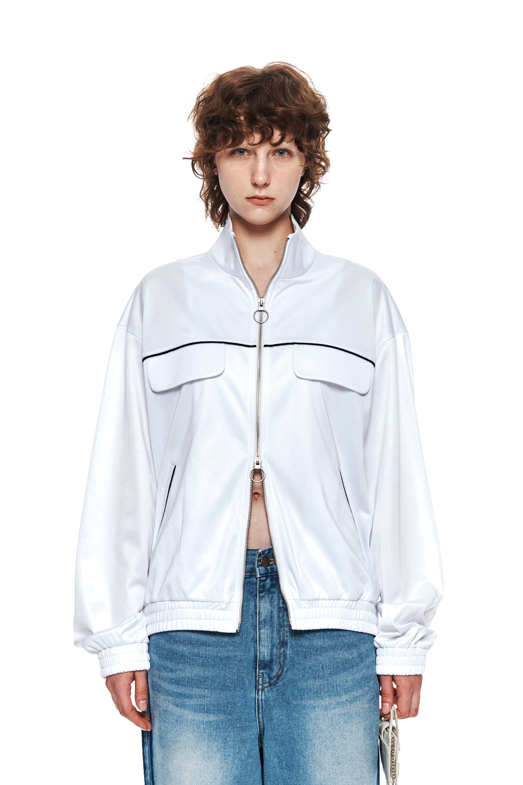 Matin Kim - Back Logo Point Track Jumper (White) product image 10 | TRAB K-Fashion Australia