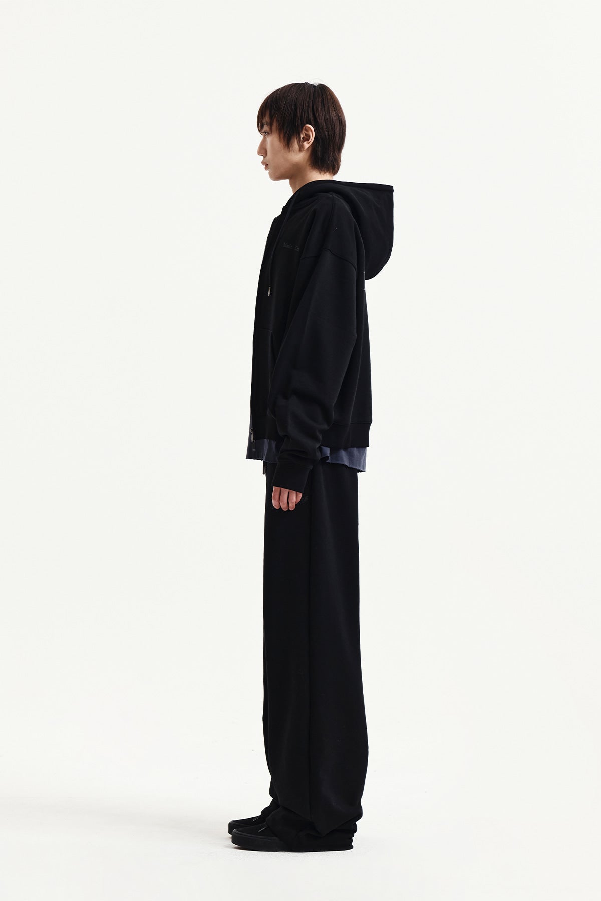 Matin Kim - Back Logo Essential Hoody Zip Up (Black) product image 12 | TRAB K-Fashion Australia