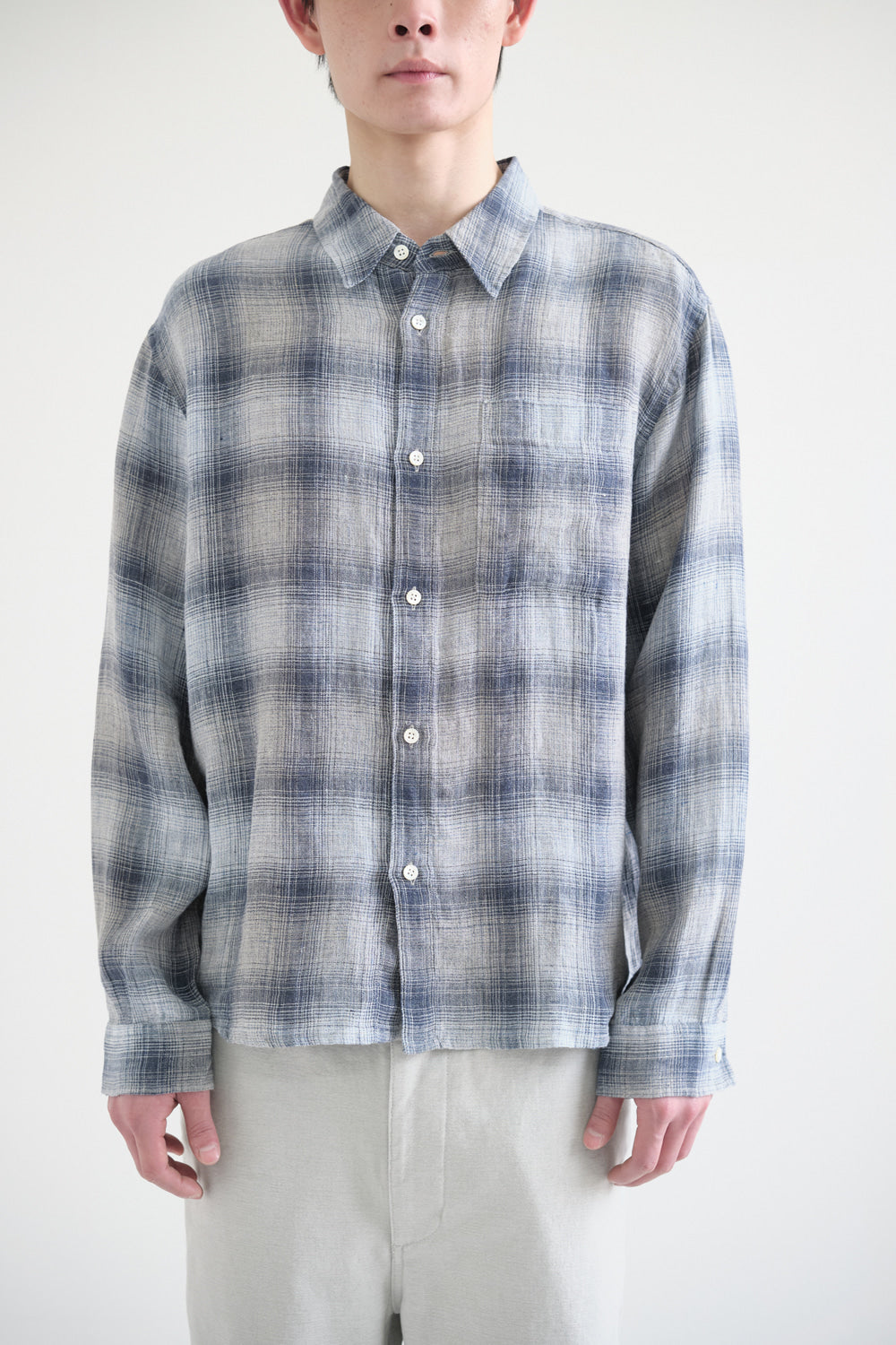 Hatchingroom - Museum Shirt Linen Check (Blue/Grey) product image 8 | TRAB K-Fashion Australia