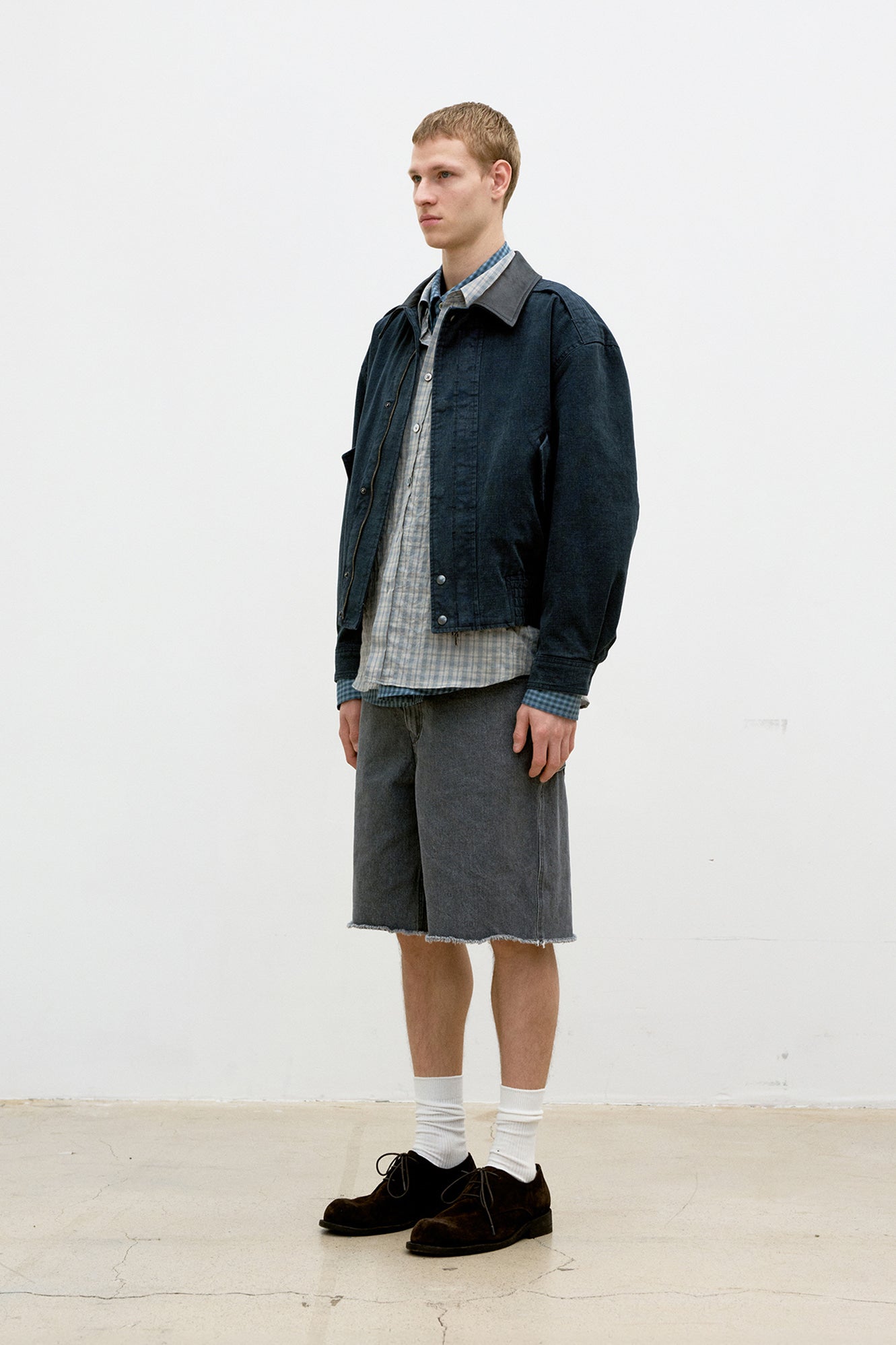 Coor - Leather Collar Washed Cationized Bomber (Washed Navy) product image 3 | TRAB K-Fashion Australia