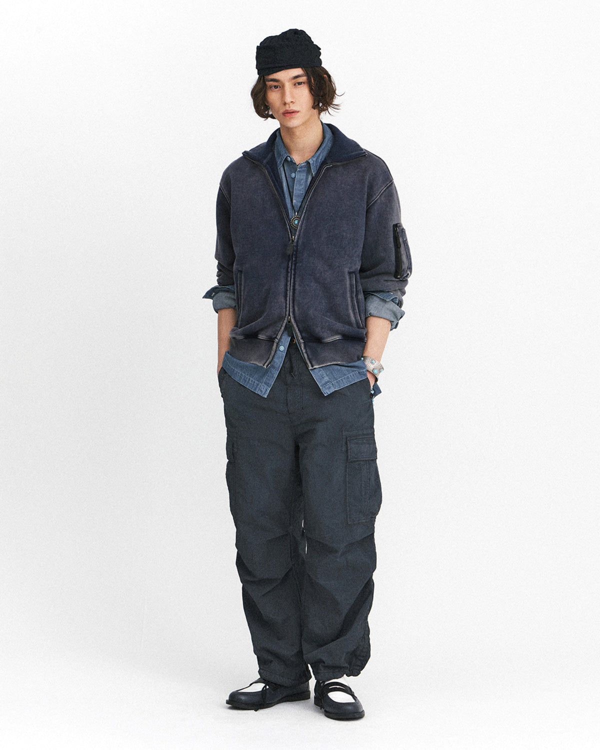 Eastlogue - Flight Zip Up Sweat (Vintage Navy) product image 1 | TRAB K-Fashion Australia