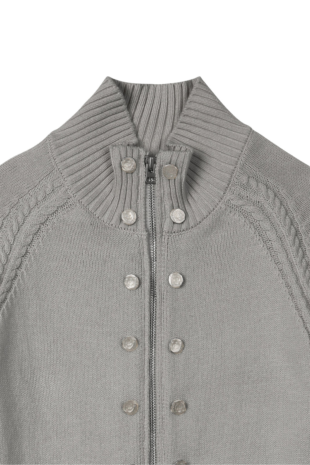 Deinet - High-Neck Stud Knit Outer (Melange Grey) product image 11 | TRAB K-Fashion Australia
