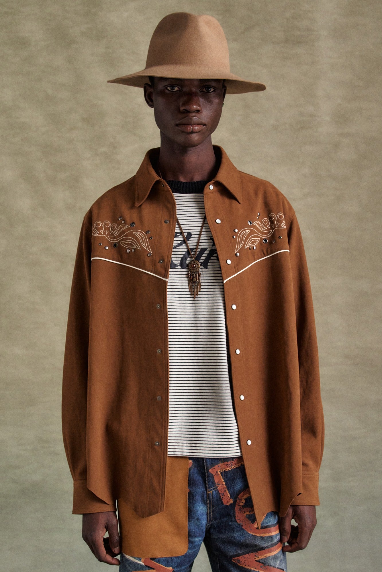 Andersson Bell - Lemmans Faux-Suede Shirts (Tan) product image 1 | TRAB K-Fashion Australia