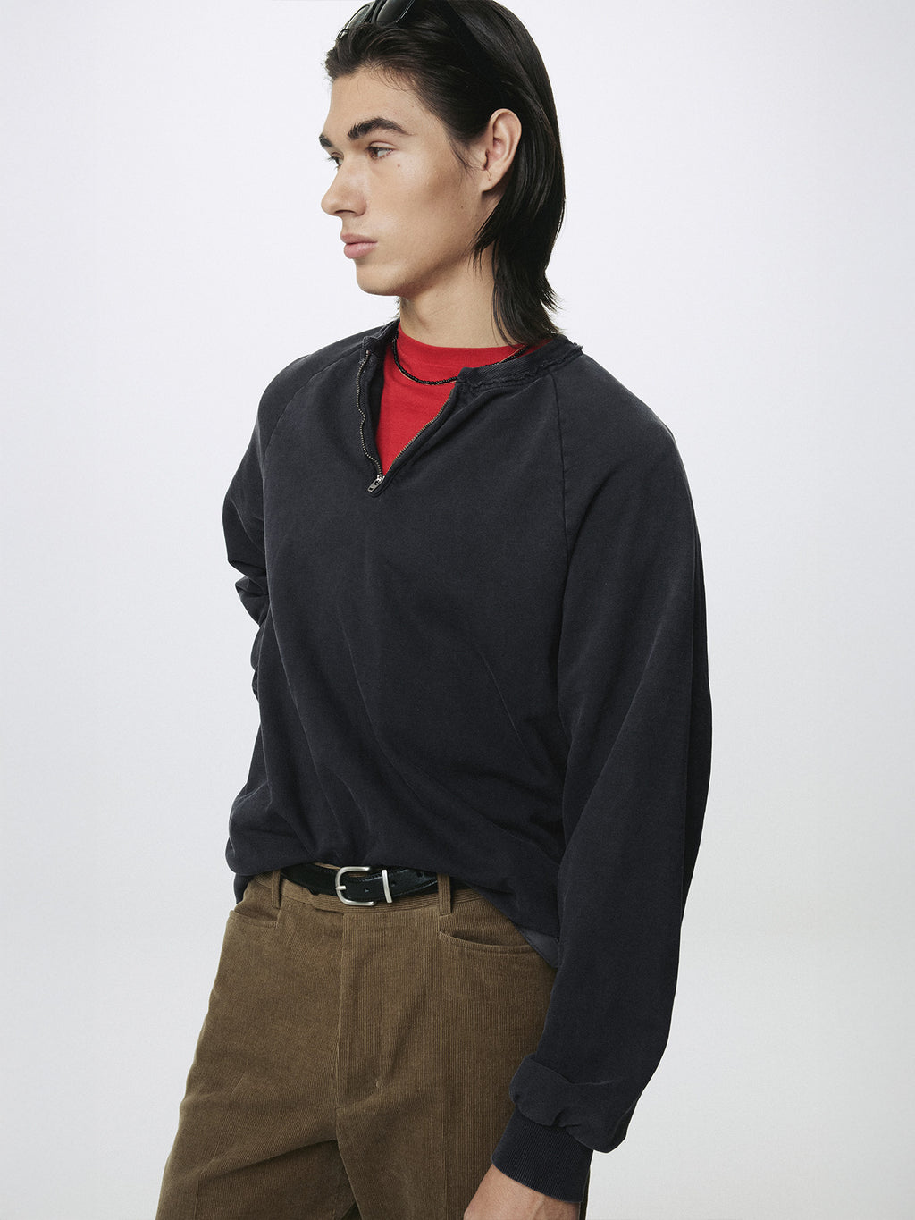 Tonywack - Garment Dyed Zip Sweatshirt (Faded Black) product image 6 | TRAB K-Fashion Australia