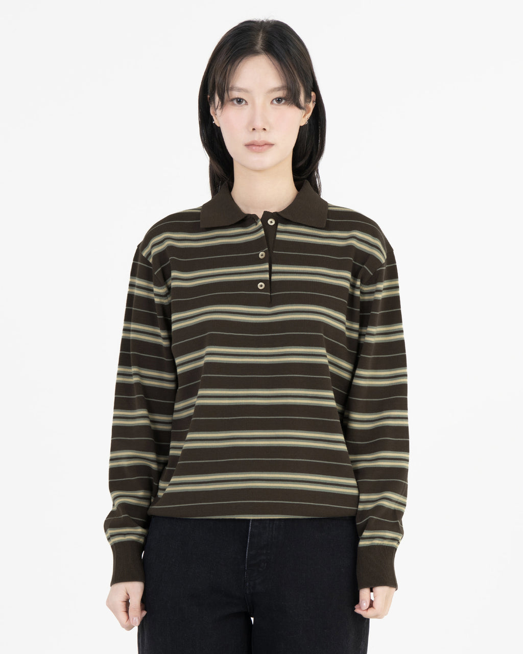 Brownyard - Stripe Knit Pique (Brown) product image 2 | TRAB K-Fashion Australia